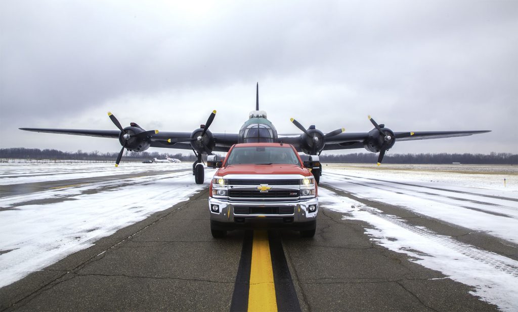 World War II Warbird towed by Chevy Silverado Heavy Duty makes for