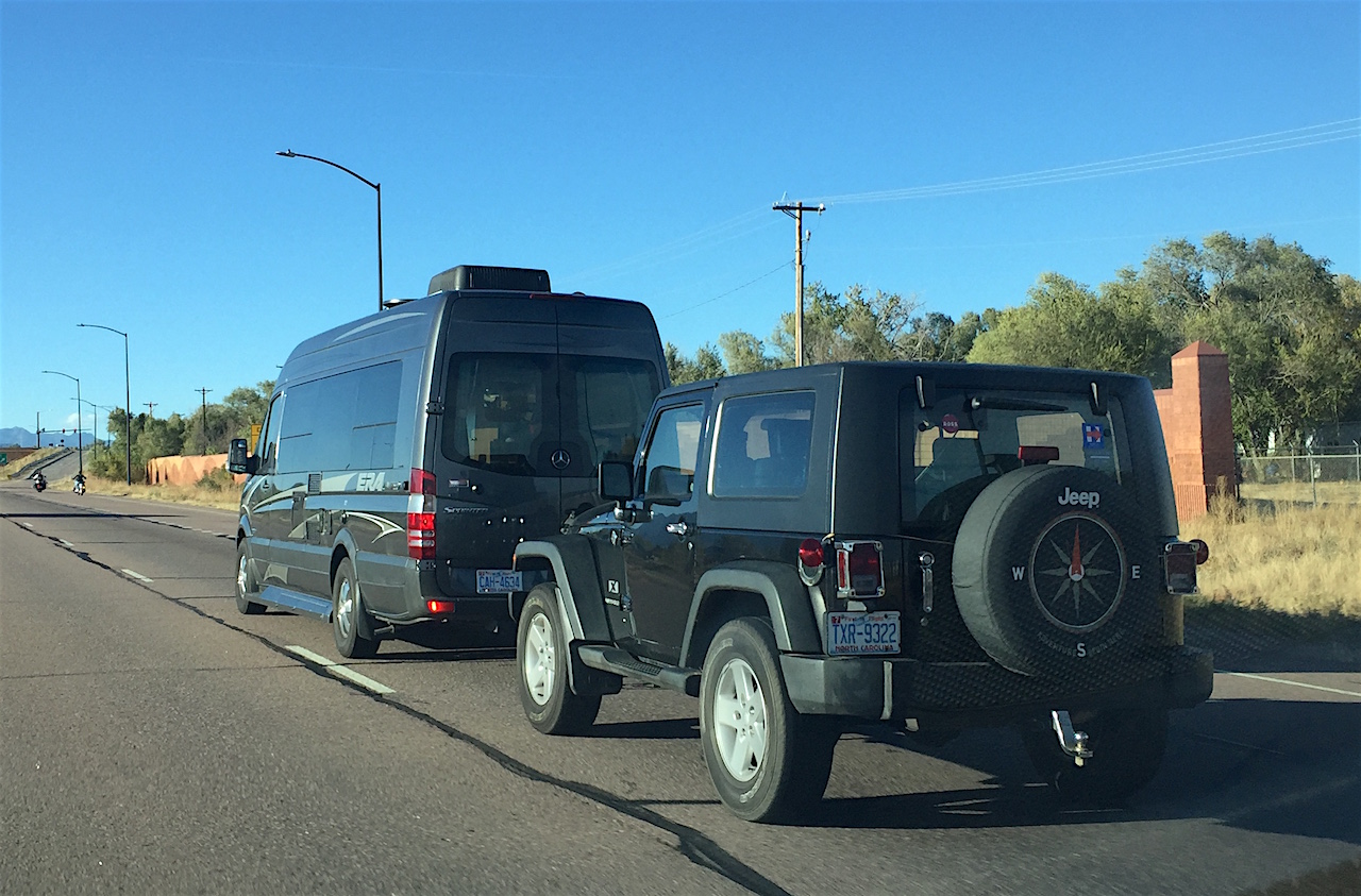 mercedes-sprinter-van-towing-jeep - The Fast Lane Truck