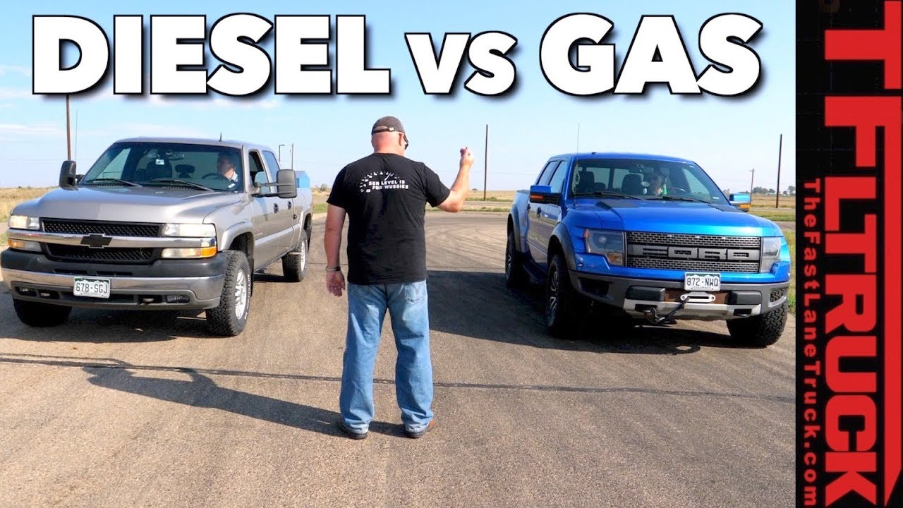 Old vs Older: Chevy HD Duramax V8 vs Ford Raptor Drag Race - The Fast
