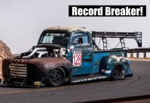 Cummins Diesel-Powered Ford Truck Breaks the Pikes Peak International Hill Climb Record 1949 ford f1 cummins turbo diesel truck pikes peak record breaker