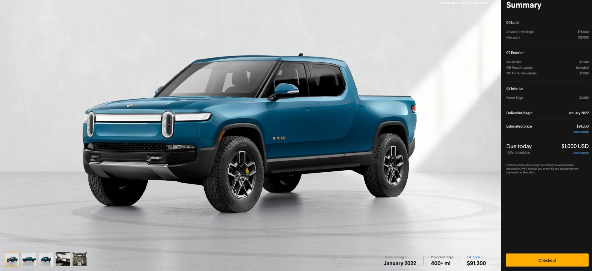 2021 Rivian R1T Build & Price Page Open To Pre-Order Customers: Here's