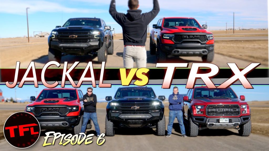 chevy silverado jackal paxpower ford raptor ram trx drag race