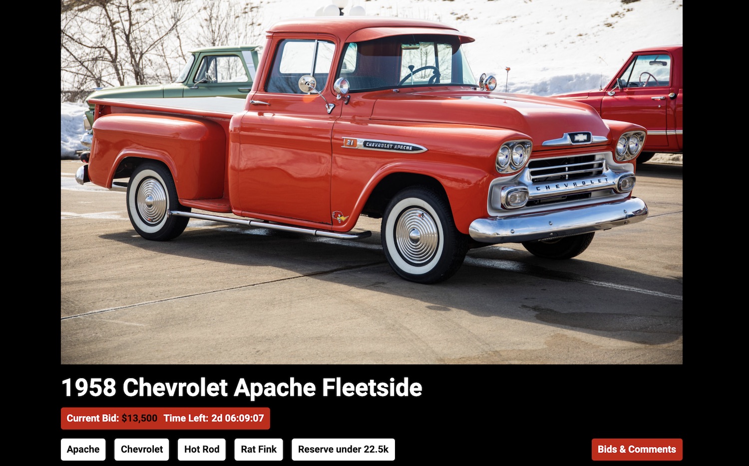 You Can Own this 1958 Chevy Apache Fleetside! It's on TFLbids.com - The ...