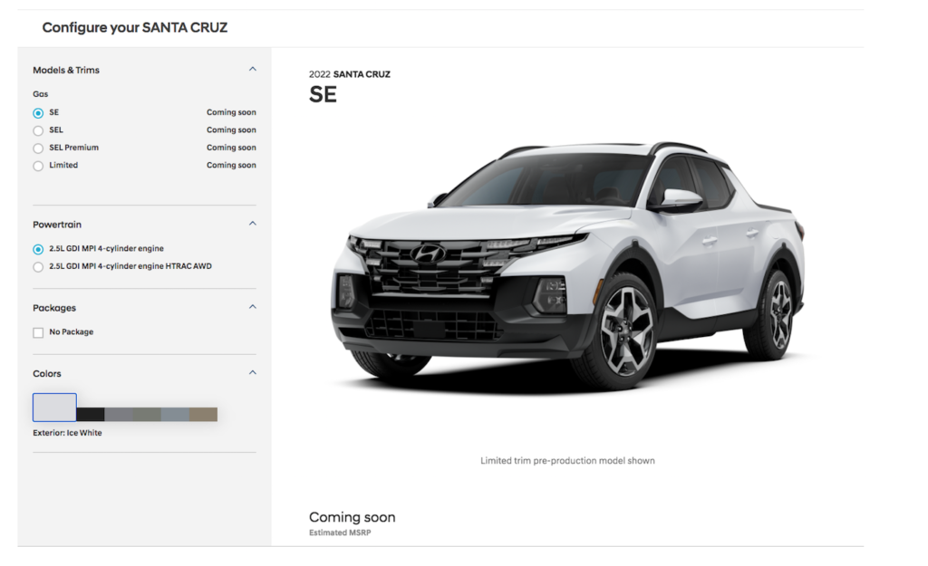 2022 Hyundai Santa Cruz Online Reservations Tool Is Up Which One Is Your Pick The Fast Lane Truck