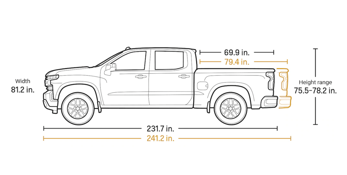 2021ChevySilverado1500CrewCabBedSizeDiagram The Fast Lane Truck