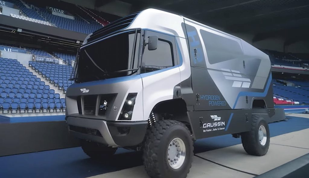 2022 dakar rally gaussin h2 hydrogen electric semi truck race