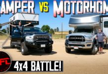 Video: Big Camper vs. Giant RV: Which Of These Lifted Ram HD 4x4s Is The Home On Wheels Of Your Dreams? 2022 ram 3500 hd cummins 5500 motorhome four wheel campers