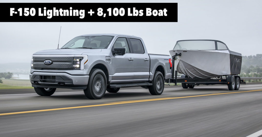 2022 ford f-150 lightning towing arc boat