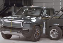 Two Trucks Aced the IIHS’ Tougher-to-Earn 2023 Top Safety Pick+ Testing 2023 Rivian R1T side crash test - featured