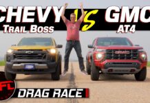 Video: I Drag Race My 2023 Chevy Colorado vs a High-Output Turbo 2023 GMC Canyon – Does More Torque Matter That Much? 2023 chevy colorado trail boss gmc canyon at4 drag race braking test