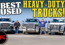 Video: Ford F-250 vs Chevy Silverado 2500 vs Ram HD – Which Is the Toughest Used Heavy Duty? 2021 2020 2019 2018 ram hd ford super duty f-250 chevy silverado hd 2500 gas v8 price comparison